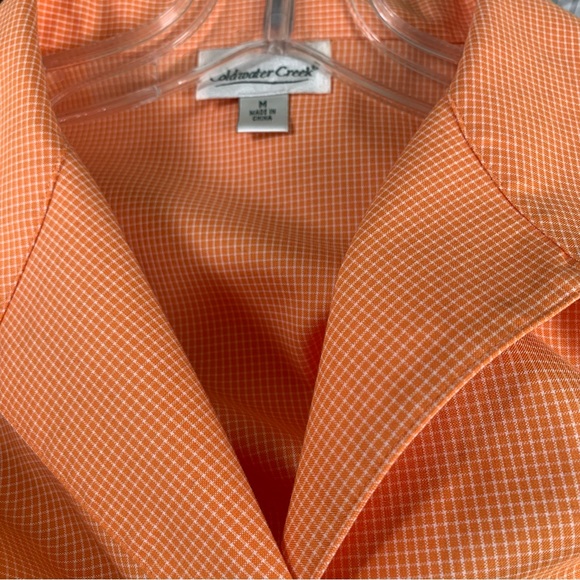 Women’s M COLDWATER CREEK Orange Sherbert Micro Checked Button Down Career Shirt - Picture 2 of 15